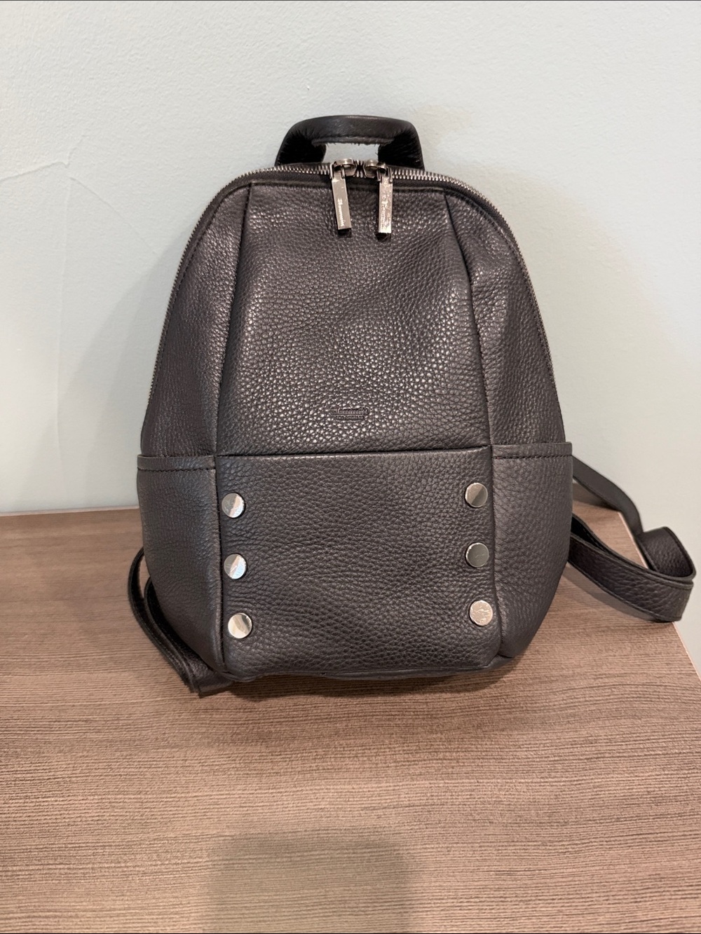 Hammitt black leather small backpack